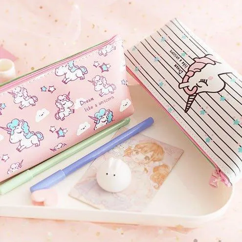 Japanese Style Sweet and Cute Unicorn Pencil Case Girly Style Pencil Case PU Pencil Case NP-020032