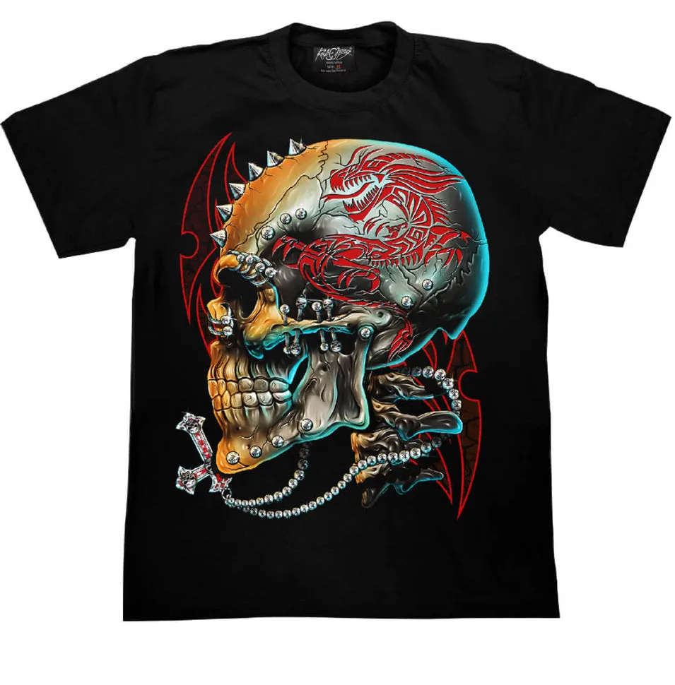 Jay’s Rock Men’s Skull Studded Dragon T-Shirt