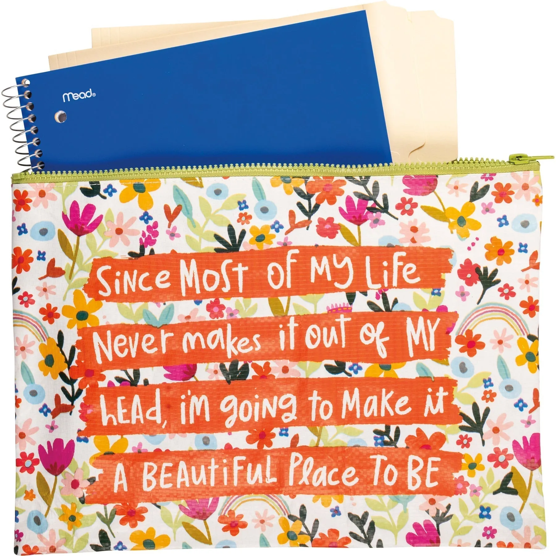 Jumbo Pouch Make It A Beautiful Place To Be Zipper Folder | 14.25" x 10"