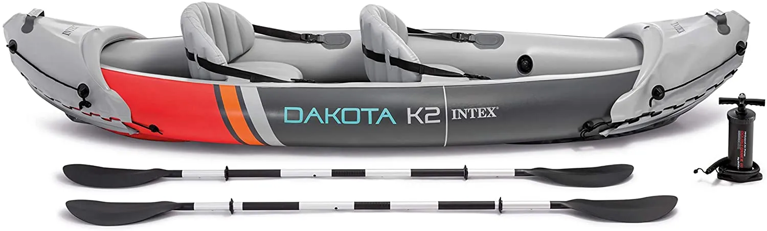 K2 2-Person Heavy-Duty Inflatable Kayak with 86-Inch Oars and Air Pump