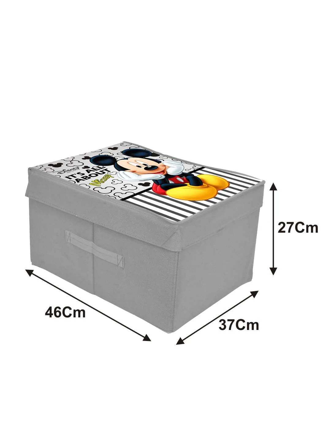 Kuber Industries Disney Mickey Print Non Woven 2 Pieces Fabric Foldable Cloth Storage Wardrobe Organiser Box with Lid, Extra Large (Grey)-KUBMART16315