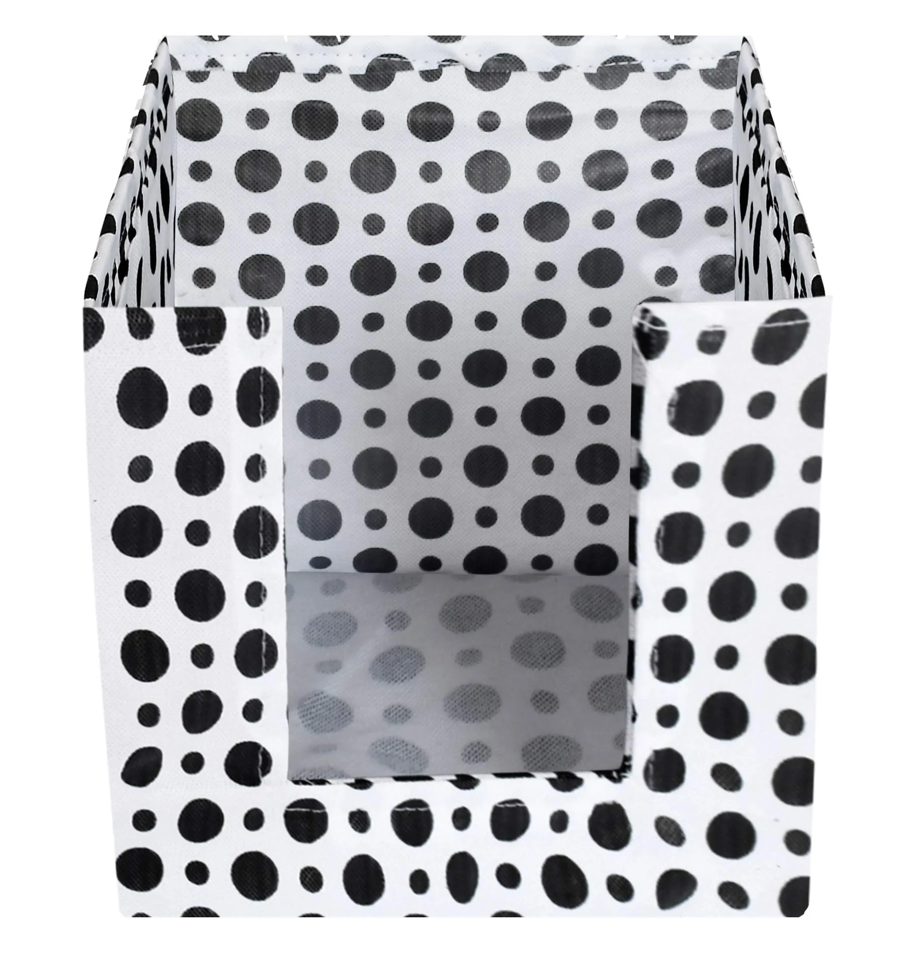 Kuber Industries Dot Print Non-Woven 4 Pieces Shirt Stacker Closet Organizer - Shirts and Clothing Organizer With Handle (Black & White)-KUBMART16084