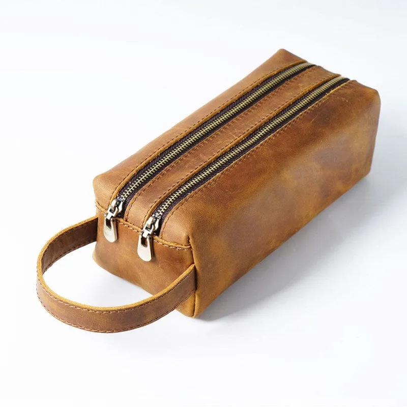 Large Leather Pencil Case Pen Bag