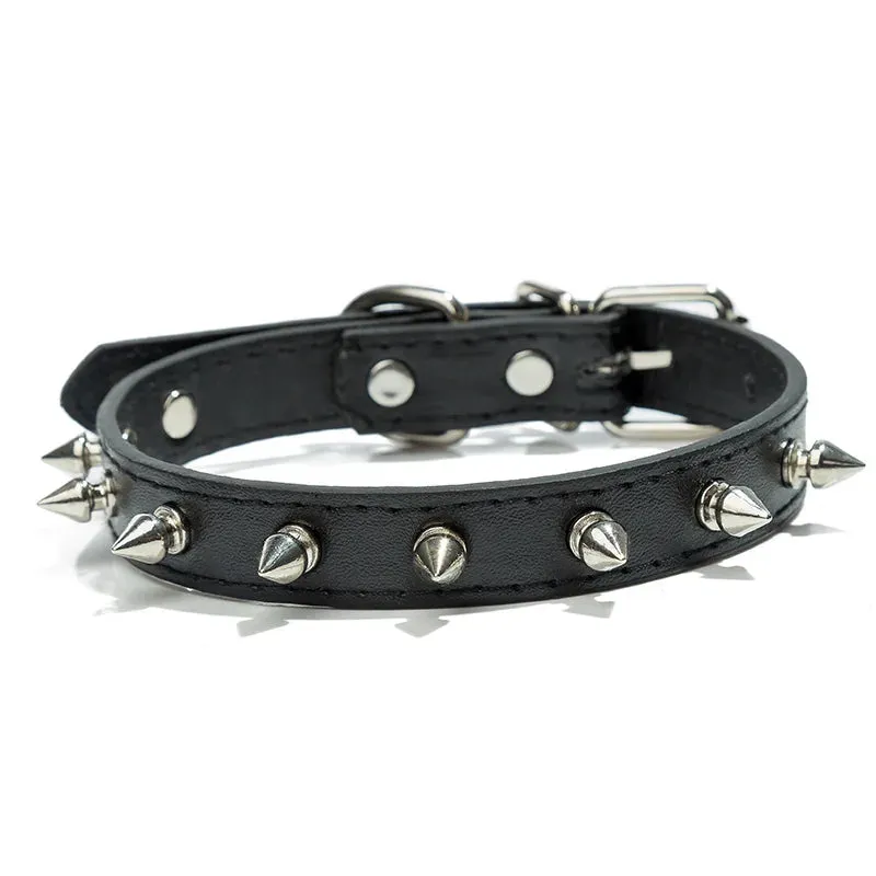 Leather Dog Cat Collar Spiked Studded Puppy Pet Necklace For Small Medium Large Dogs Cats Neck Strap Pet Products Accessories