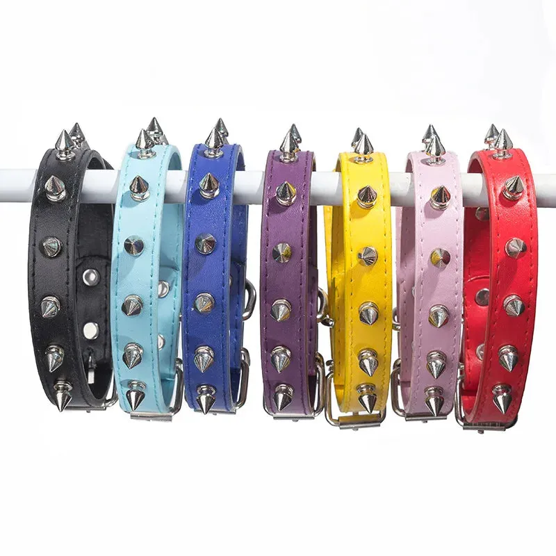 Leather Dog Cat Collar Spiked Studded Puppy Pet Necklace For Small Medium Large Dogs Cats Neck Strap Pet Products Accessories