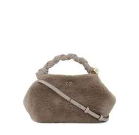 Light Grey Fluffy Small Bou Bag in Oyster Grey Polyester Women's