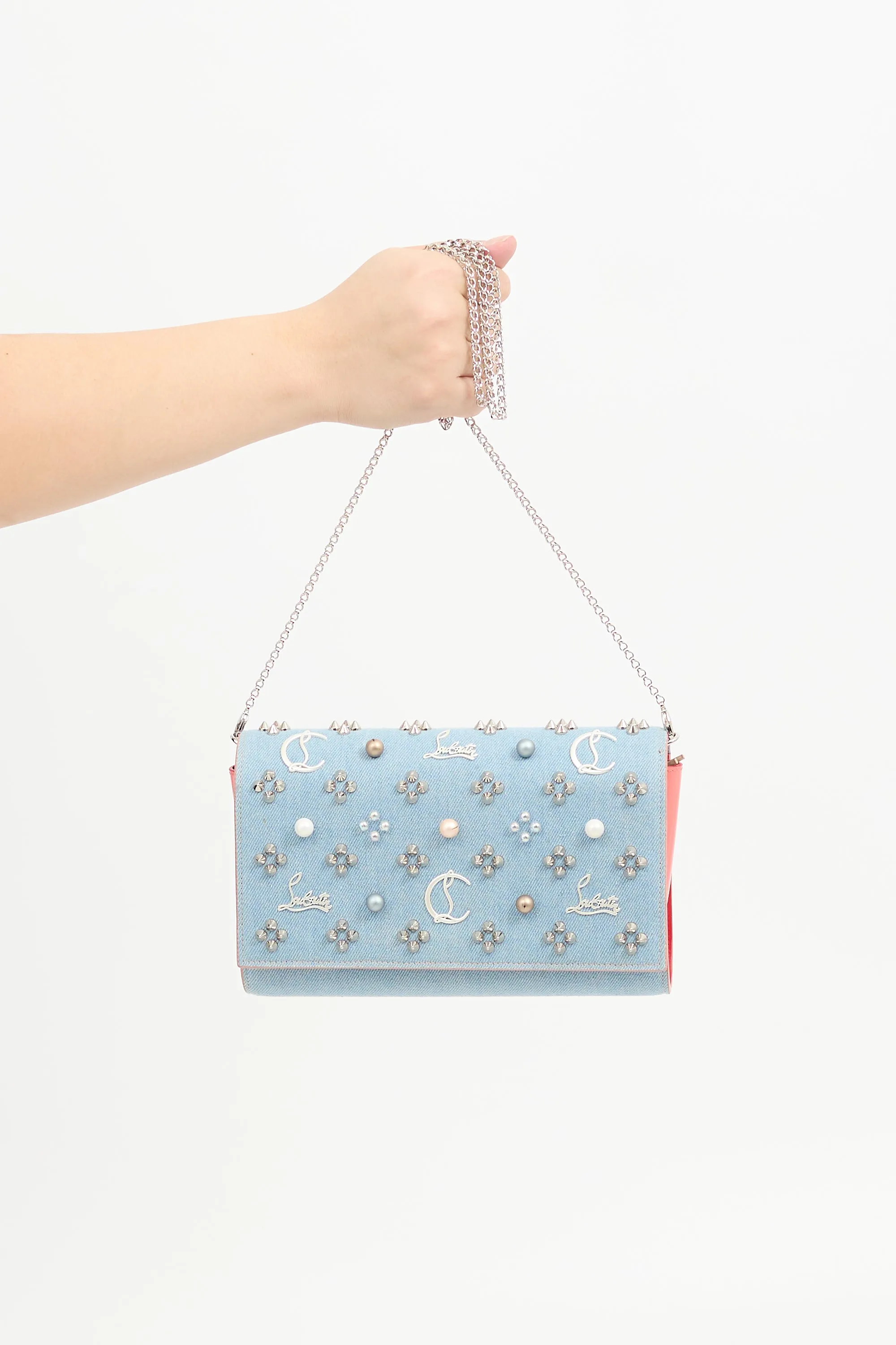 Light Wash Denim Paloma Studded Bag