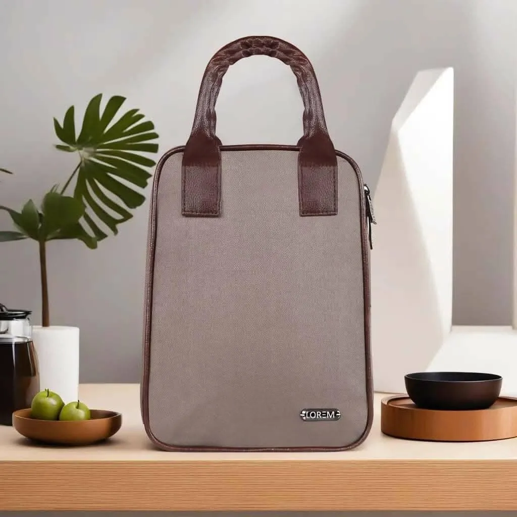 LOREM Casual Mink Grey PVC Coated Matty Insulated Tiffin Bag/Lunch Bag for Men & Women(TB06-A)