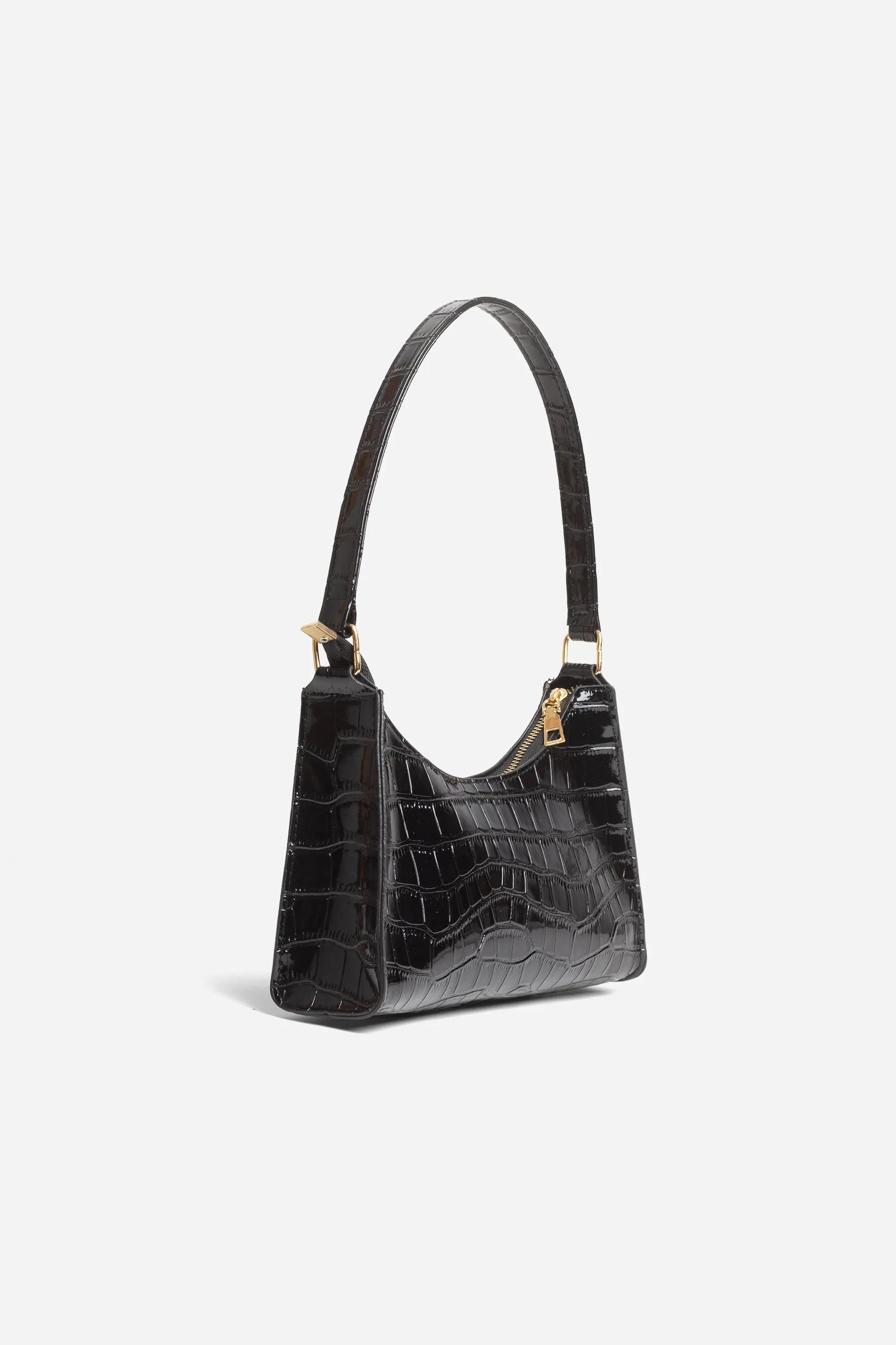 Lucia Mini Black Croc Bag