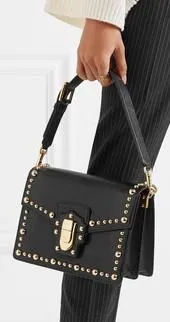 Lucia Studded Lizard-Effect Leather Shoulder Bag