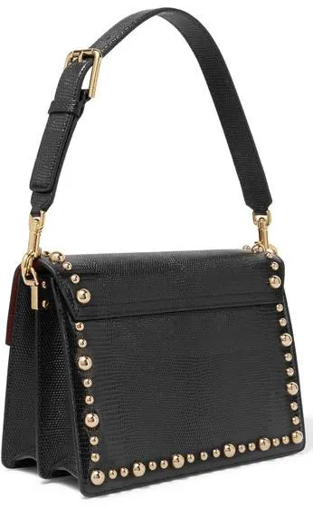 Lucia Studded Lizard-Effect Leather Shoulder Bag