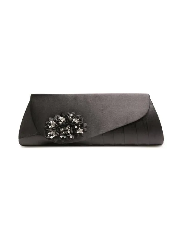 Lunar Black Corsage Trim Handbag