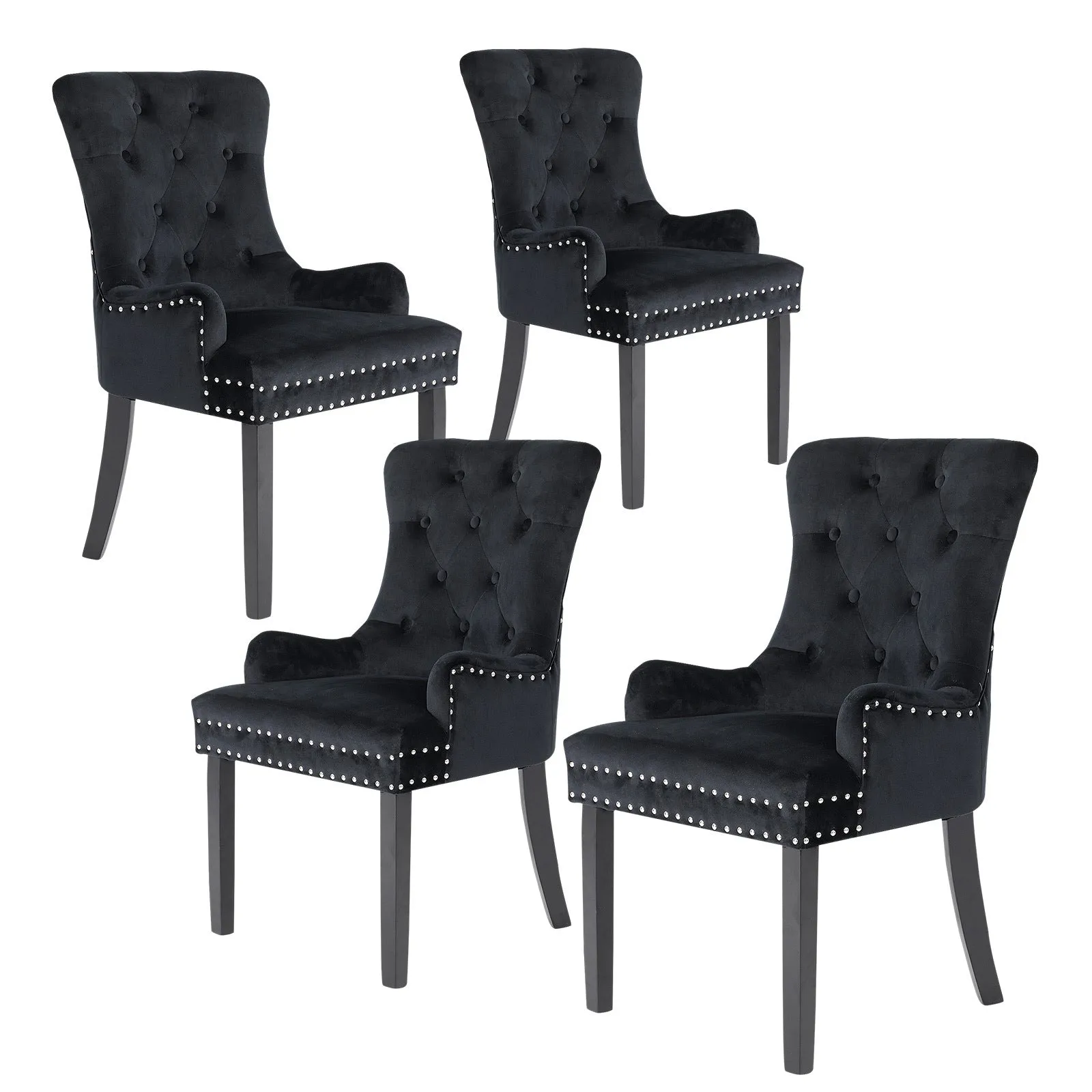 Luxurious Velvet French Provincial Dining Chairs - Set of 4