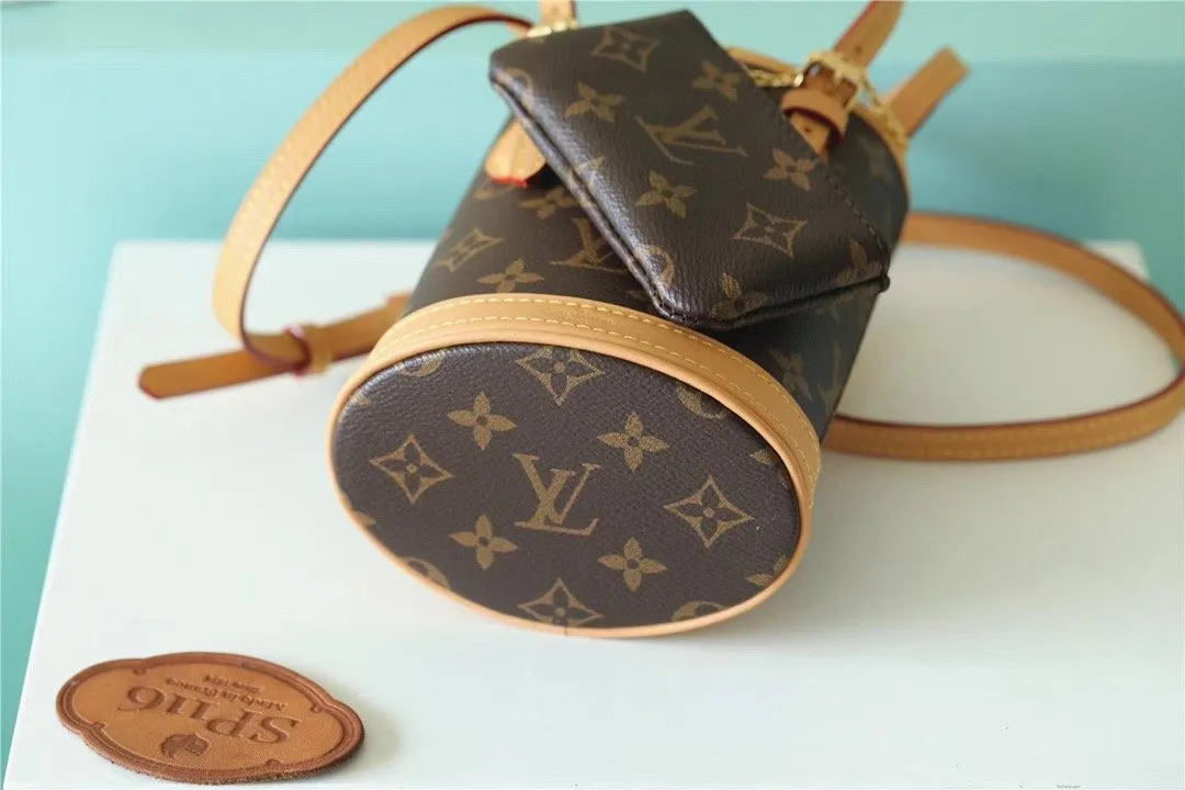 LV Nano Bucket Bag Monogram Canvas Brown For Women Brown 6.7in/17cm LV 