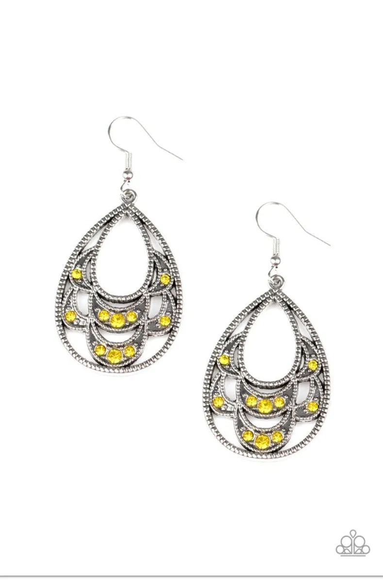 Malibu Macrame Yellow Earrings - Paparazzi Accessories