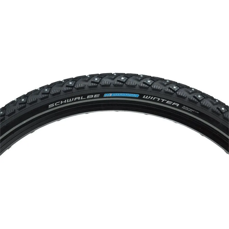 Marathon Winter Plus Bike Tire: 26 x 2.00", Wire Bead, Performance Line, Winter Compound, SmartGuard, TwinSkin, 200 Steel Studs, Black/R