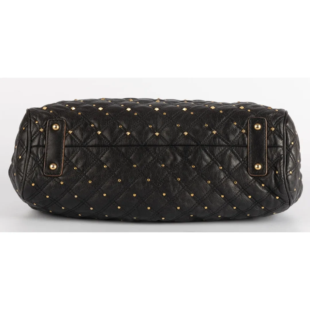 Marc Jacobs Black Leather Studded Stam Satchel