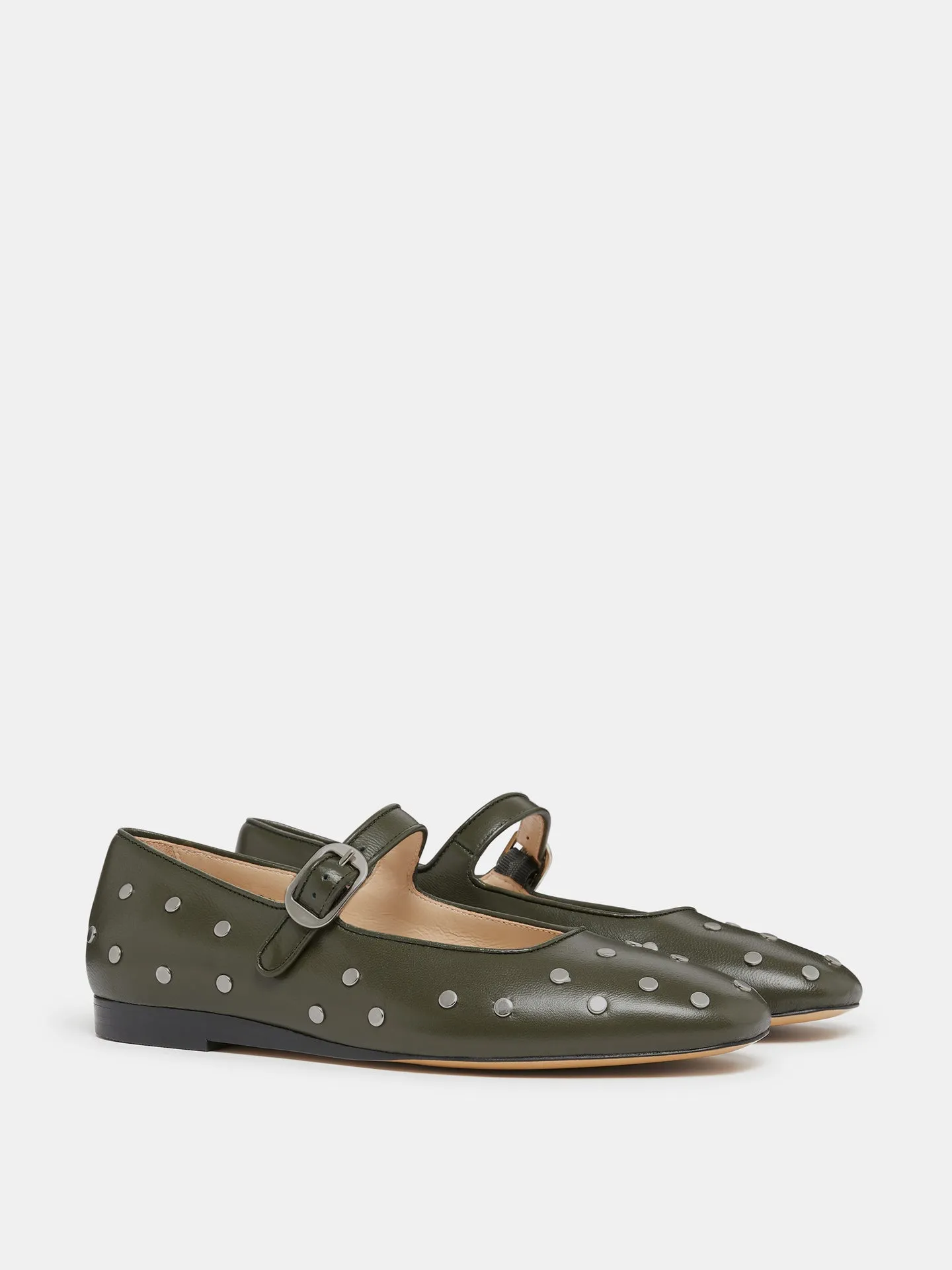 Mary Jane / Green Studded Leather