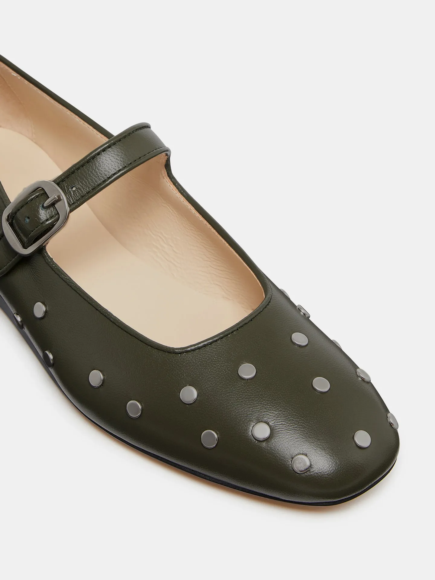 Mary Jane / Green Studded Leather