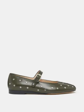 Mary Jane / Green Studded Leather