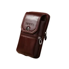 Men Vintage Genuine Leather 6.5 inch Phone Bag Waist Belt