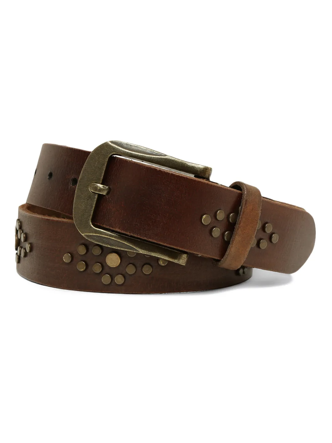 Mens Brown Studded Leather Belt By Art N Vintage