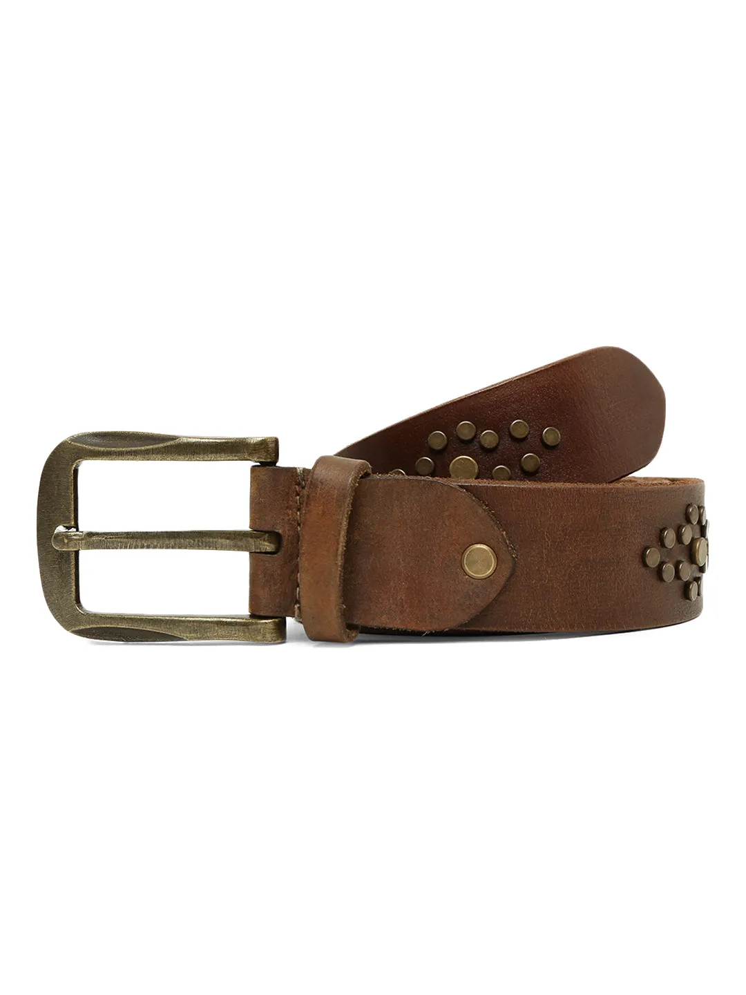 Mens Brown Studded Leather Belt By Art N Vintage