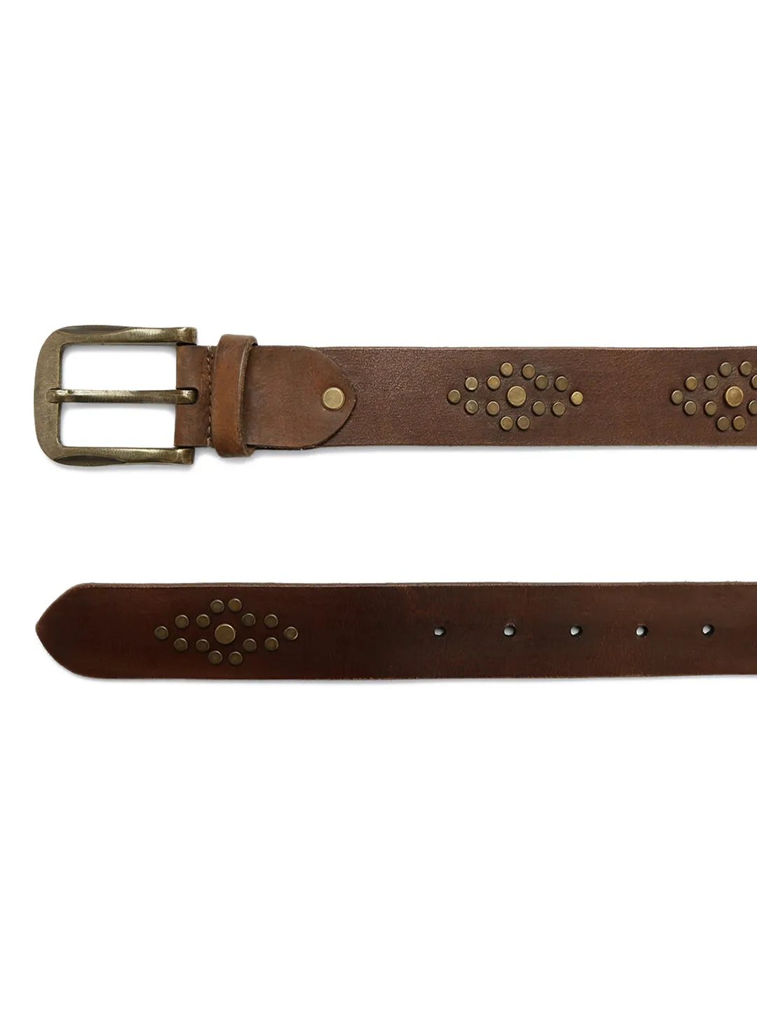 Mens Brown Studded Leather Belt By Art N Vintage