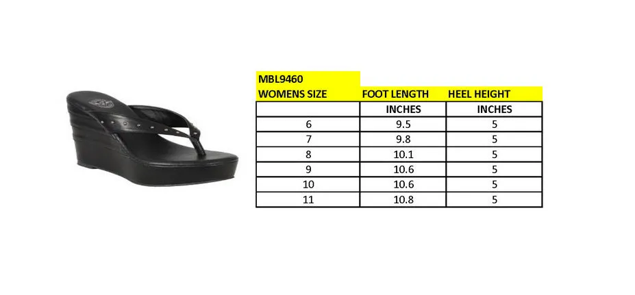 Milwaukee Leather MBL9460 Women's Black Wedge Fashion Casual Sandals with Studded Straps