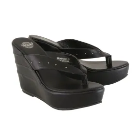 Milwaukee Leather MBL9460 Women's Black Wedge Fashion Casual Sandals