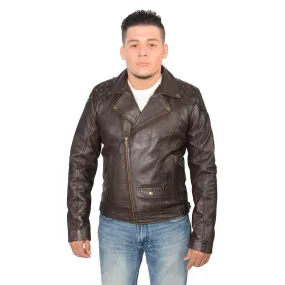 Milwaukee Leather SFM1825 Men's 'Studded' Brown Leather Motorcycle Style Jacket