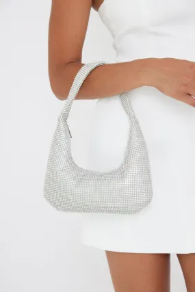 Mini Diamante Bag in Silver