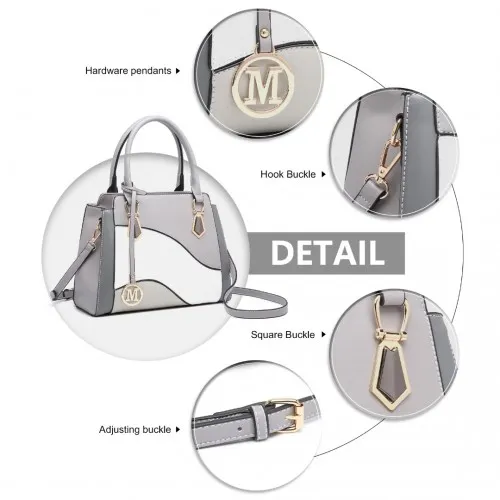 Miss Lulu Grey Leather Handbag – Stylish and Versatile Tote Bag with Beautiful Colour Combination