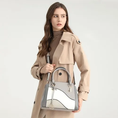 Miss Lulu Grey Leather Handbag – Stylish and Versatile Tote Bag with Beautiful Colour Combination