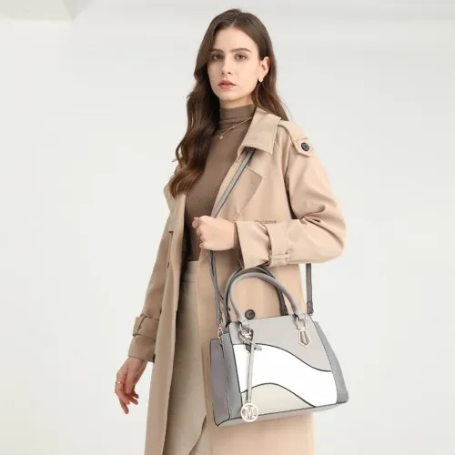 Miss Lulu Grey Leather Handbag – Stylish and Versatile Tote Bag with Beautiful Colour Combination