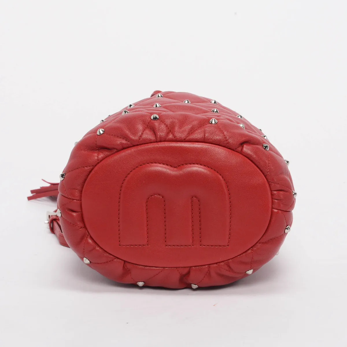 Miu Miu Red Nappa Studded Bucket Bag