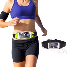 Mobile Waist Belt Pouch Zipper Smart Sports Running With Transparent Touch Screen Window   Headphone Eyehole   Sweat-proof   Adjustable Waist Size   Compatible With Most Of Mobile Phones