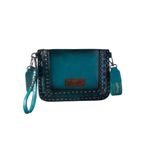 Montana West Women's Wrangler Rivets Studded Wristlet Turquoise Crossbody