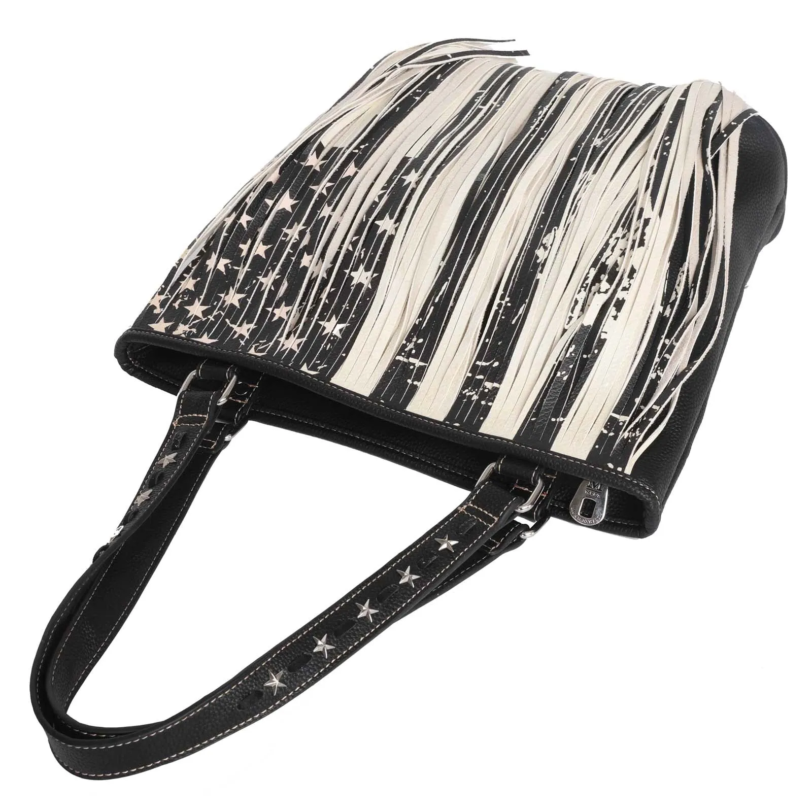 MW1081G-8317 Montana West Fringe American Flag Tote Bag