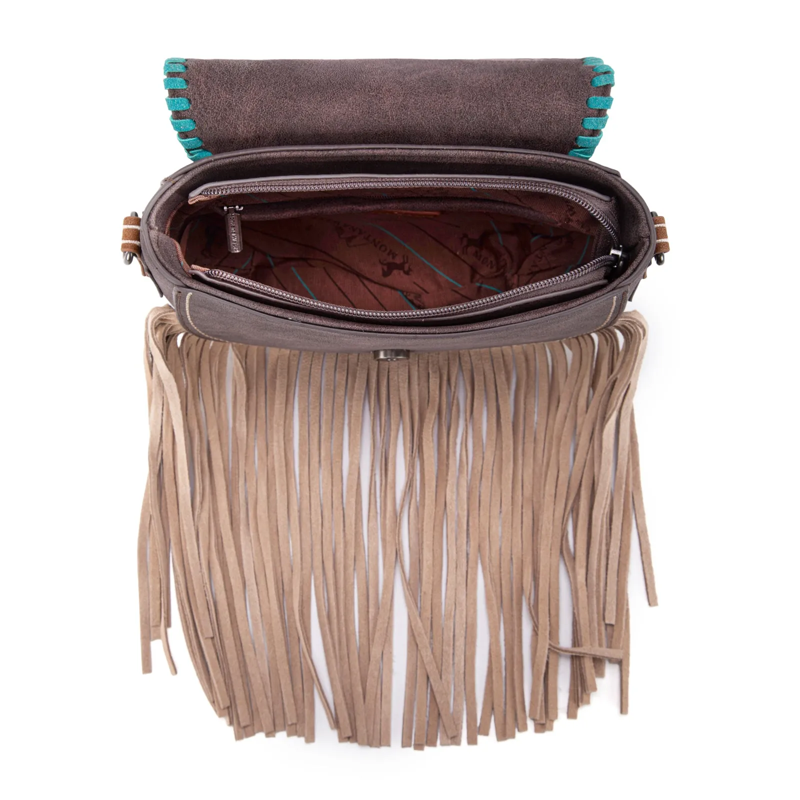 MW1302-8360 Montana West Concho Fringe Collection Saddle Bag/Crossbody