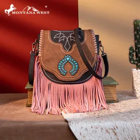 MW1302-8360 Montana West Concho Fringe Collection Saddle Bag/Crossbody