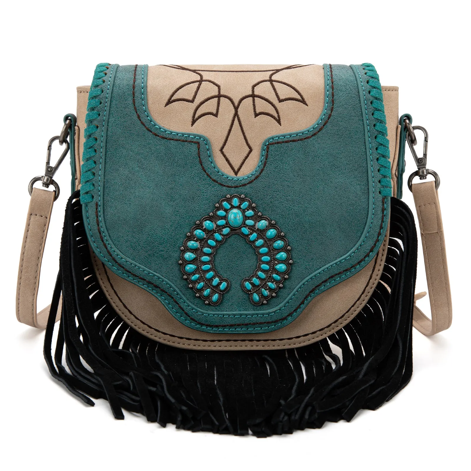 MW1302-8360 Montana West Concho Fringe Collection Saddle Bag/Crossbody