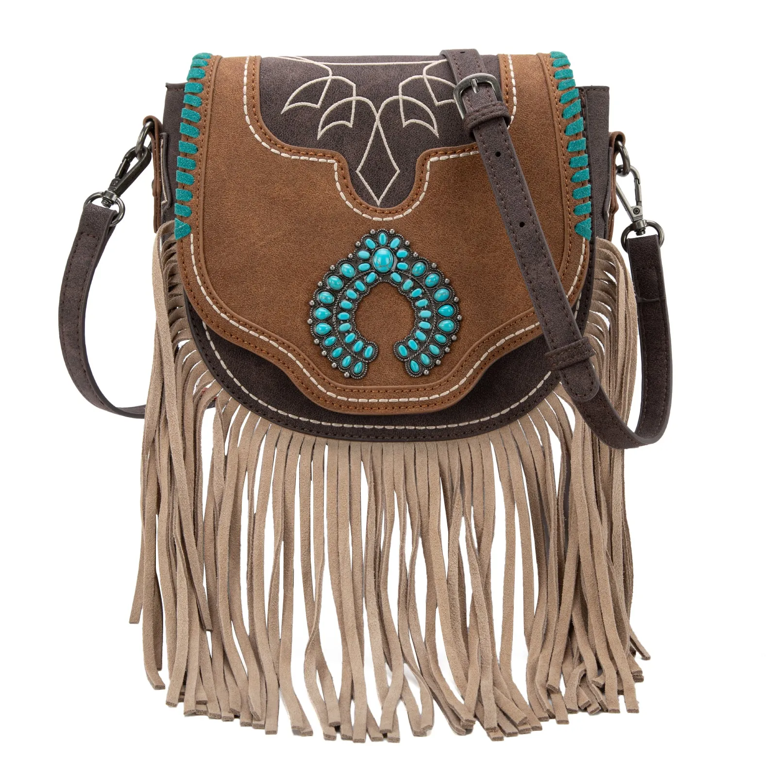 MW1302-8360 Montana West Concho Fringe Collection Saddle Bag/Crossbody