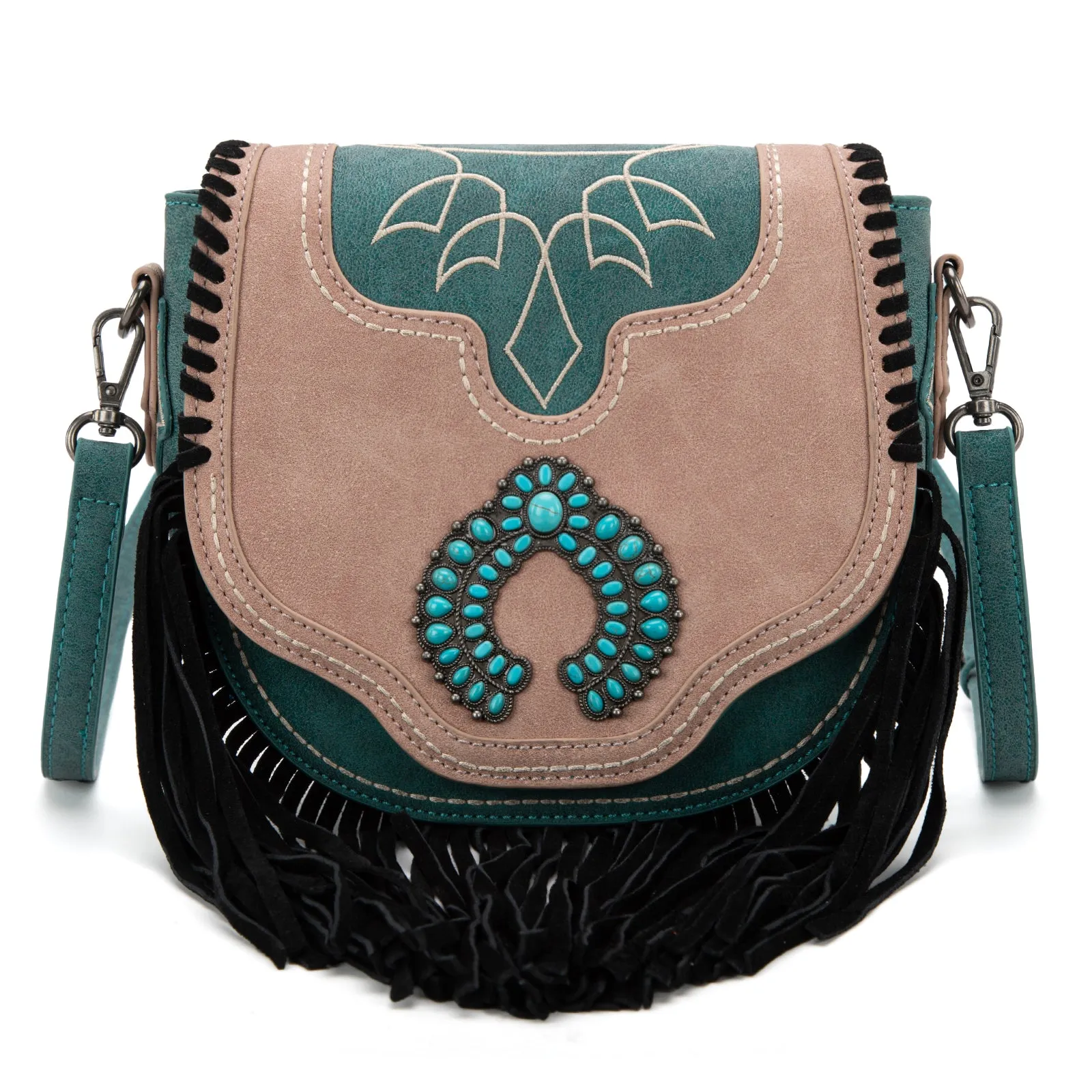 MW1302-8360 Montana West Concho Fringe Collection Saddle Bag/Crossbody