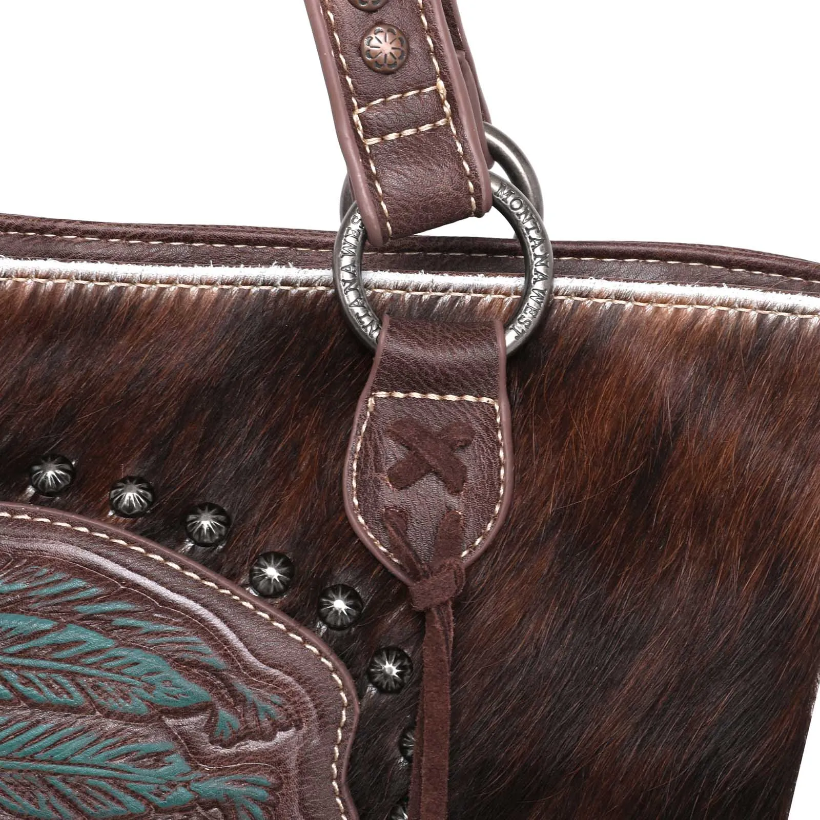 MWT118-G8317 Trinity Ranch Hair-On Cowhide Indian Chief Collection Concealed Carry Tote