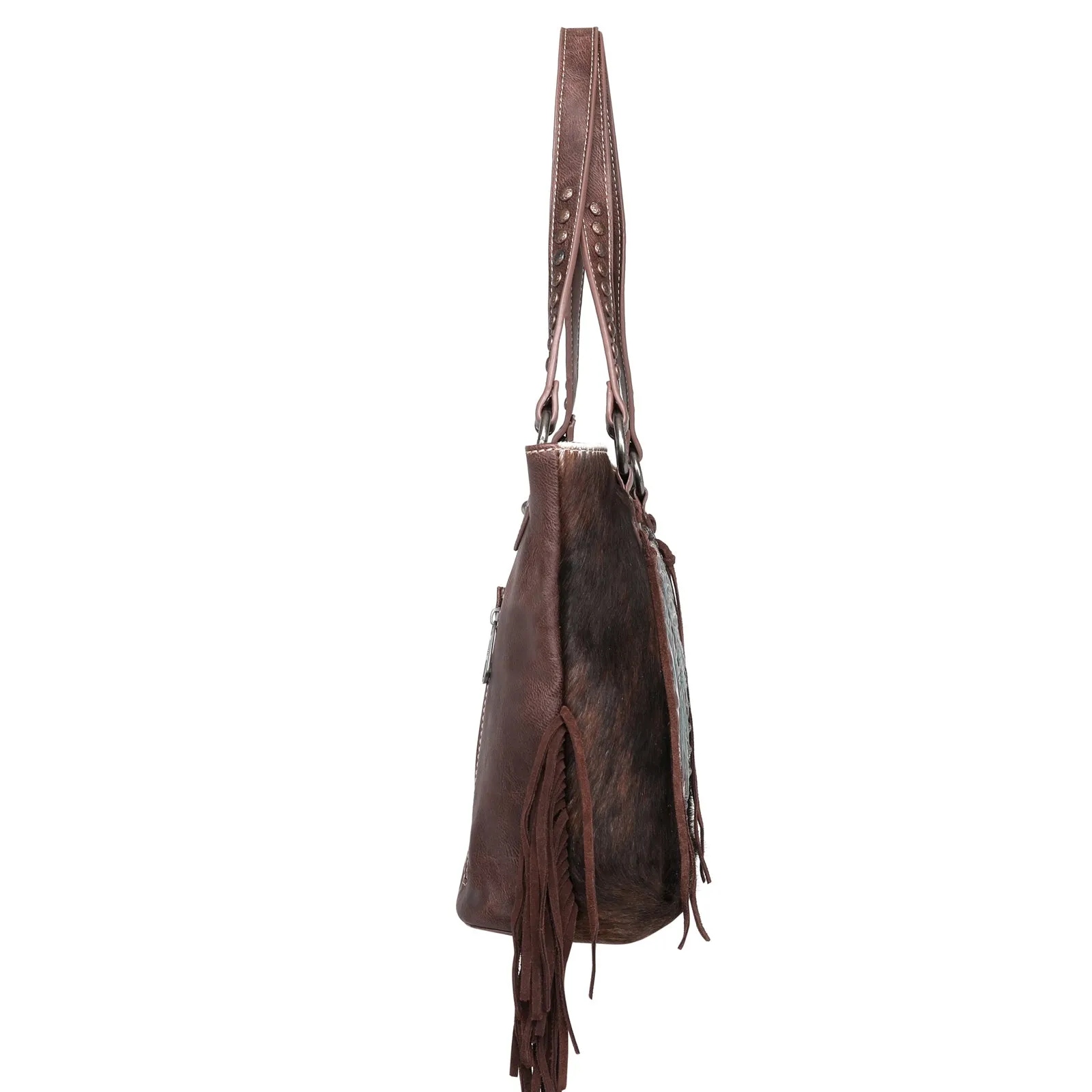 MWT118-G8317 Trinity Ranch Hair-On Cowhide Indian Chief Collection Concealed Carry Tote