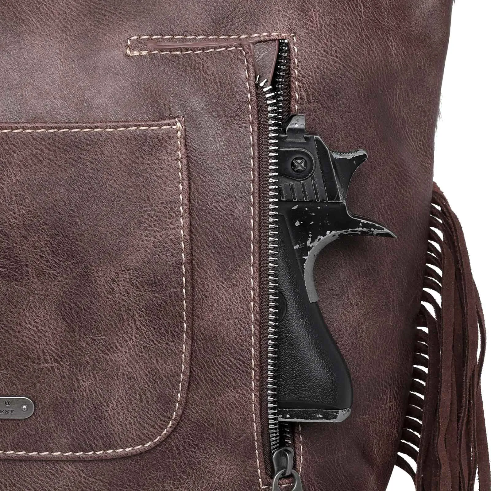 MWT118-G8317 Trinity Ranch Hair-On Cowhide Indian Chief Collection Concealed Carry Tote