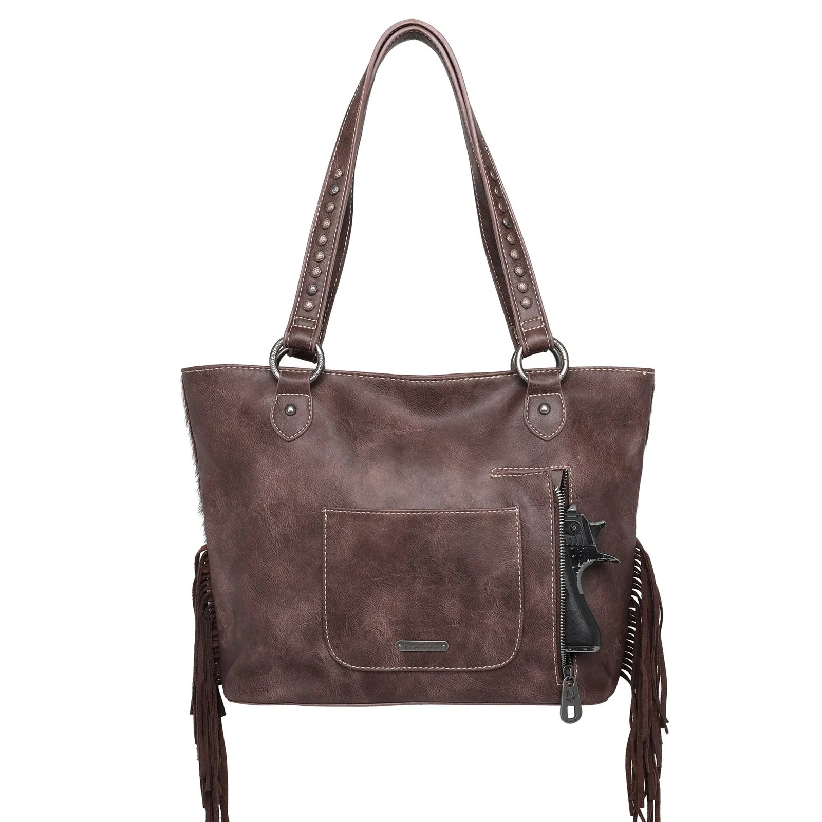 MWT118-G8317 Trinity Ranch Hair-On Cowhide Indian Chief Collection Concealed Carry Tote