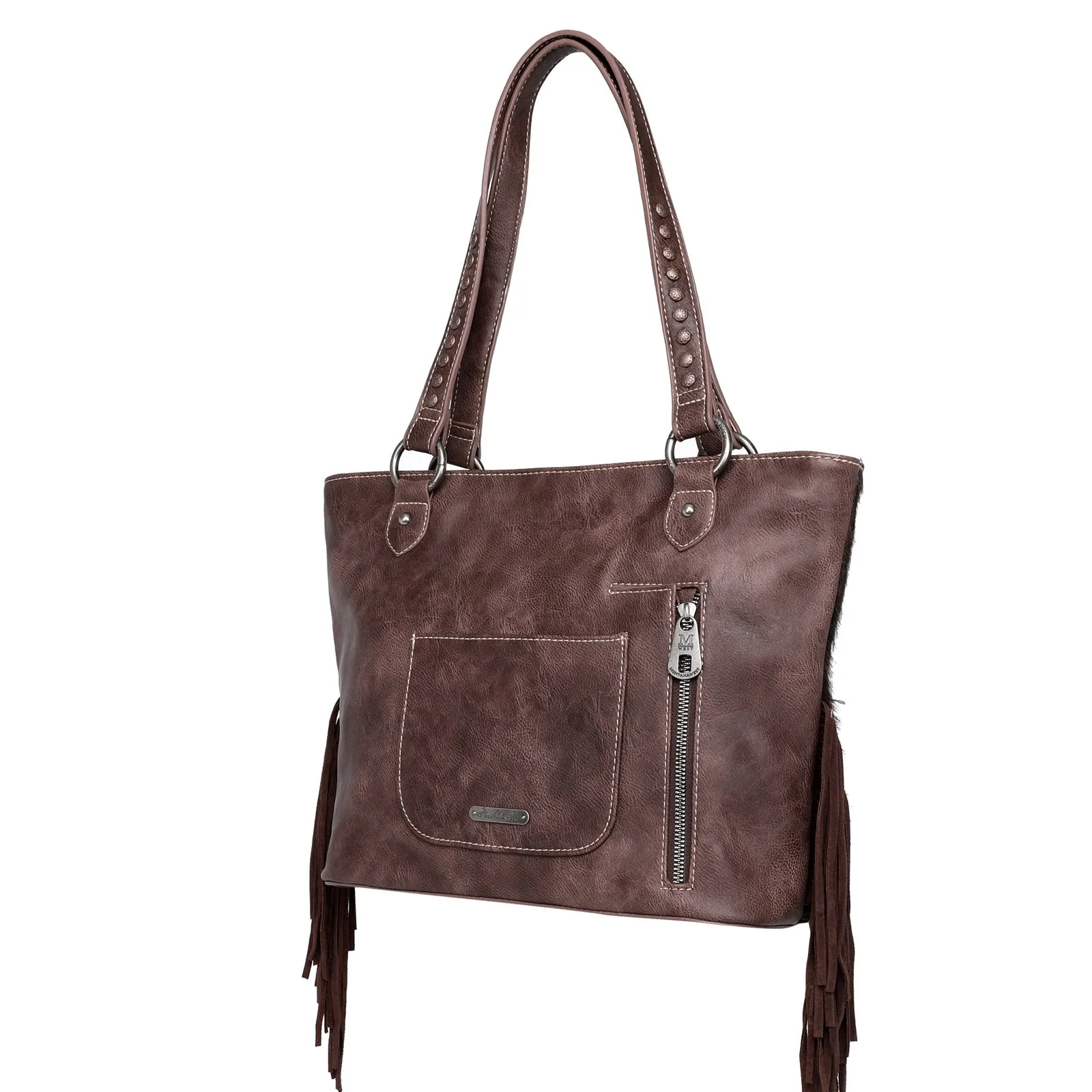 MWT118-G8317 Trinity Ranch Hair-On Cowhide Indian Chief Collection Concealed Carry Tote