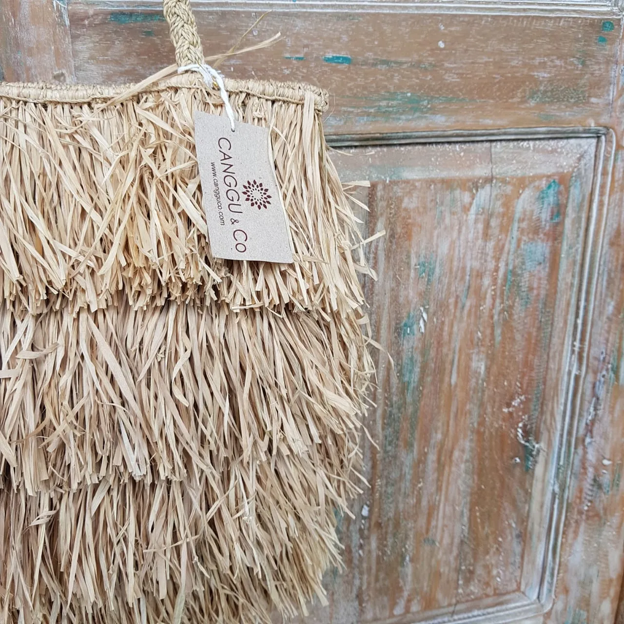 Natural Long Fringe Straw Grass Bag